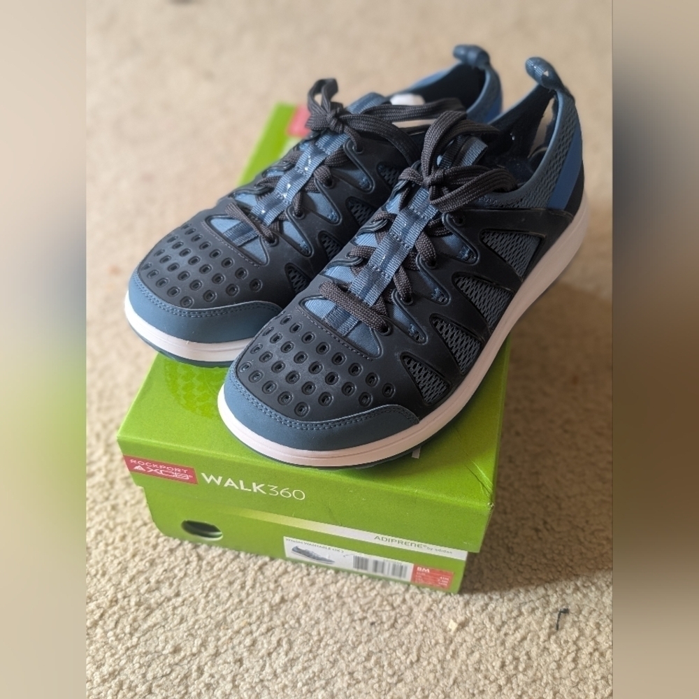 New With Box Rockport Walk 360 Washable Ox 2 Blue Mens Shoes